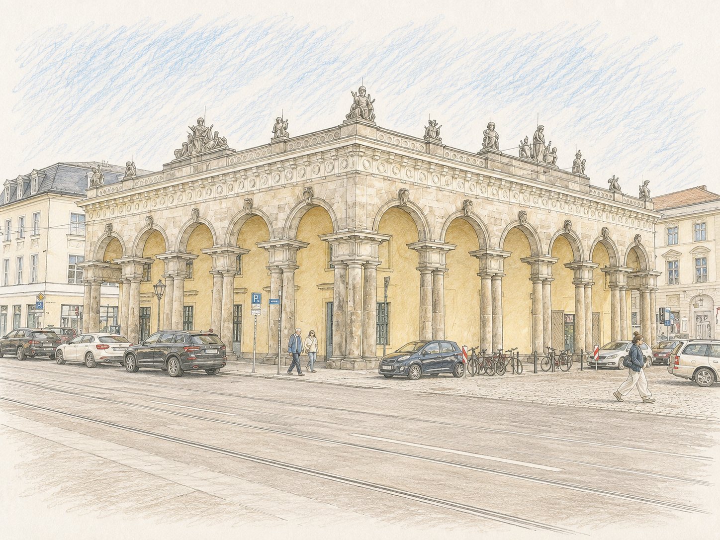 Denkmalgeschütztes Gebäude in Potsdam – Zeichnung