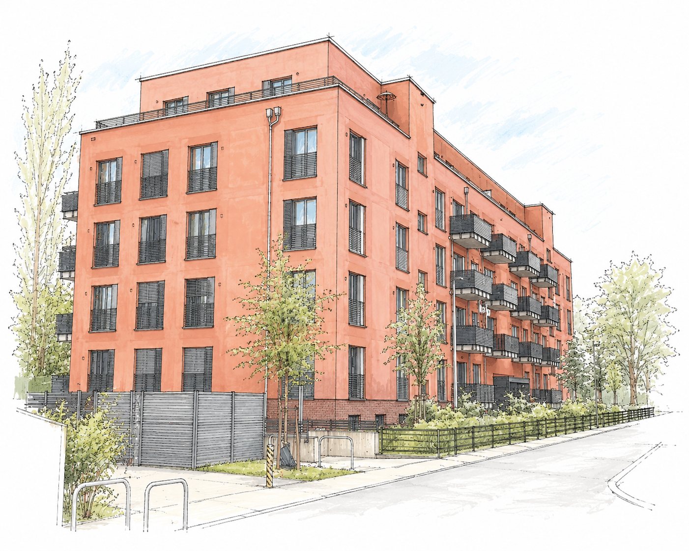 Spreeapartments, Wasserstadt Spindlersfeld – Zeichnung