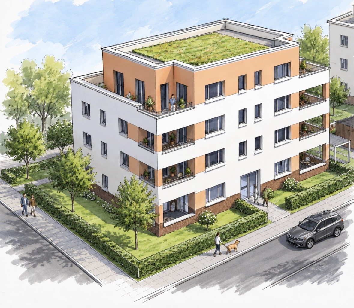 Neubau Mehrfamilienhaus – Zeichnung
